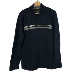 Eddie Bauer Navy Blue Stripe Pullover Quarter Zip Sweater S